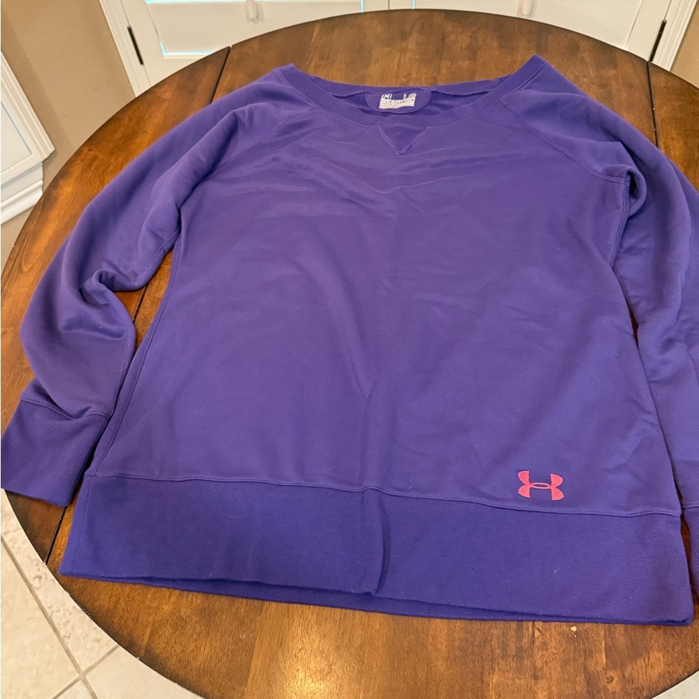 Under Armour Semi-Fitted Violet Pullover with Pink Logo